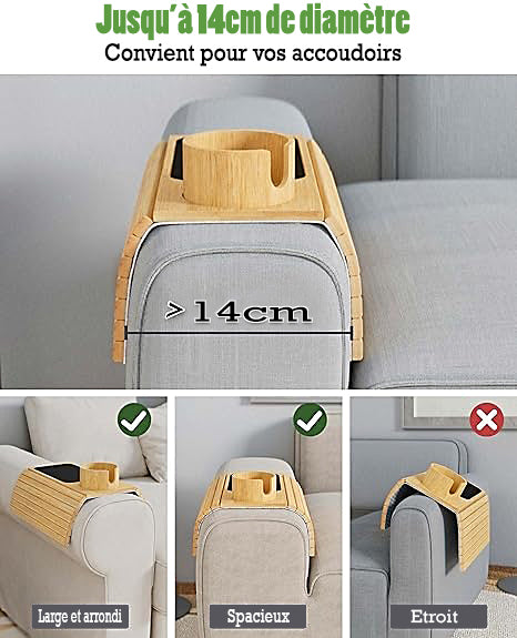 Porte-Tasse en Bambou pour Canapé