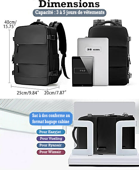 Sac de Voyage Grande Capacité – Port USB, imperméable et résistant