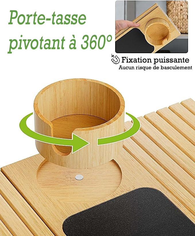 Porte-Tasse en Bambou pour Canapé